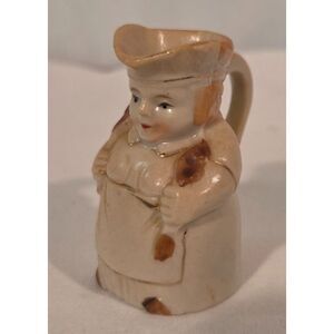 Vintage Japan Figural Baker Creamer Mini Toby Jug Ceramic Pitcher